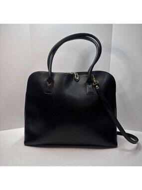 Vintage Focus Paris Black Pebbled Leather Satchel Handbag Shoulder Bag